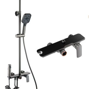 Gunmetal Grey Digital Display Thermostatic Shower System